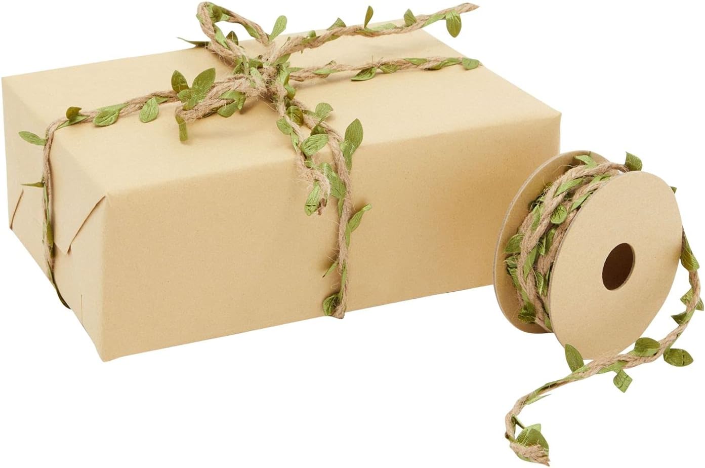 Juvale Burlap Leaf Ribbon - Jungle, Safari & Fairy Party, Enchanted Forest Decor, Vines for Crafts (4 Rolls, 65.6 Ft Total)