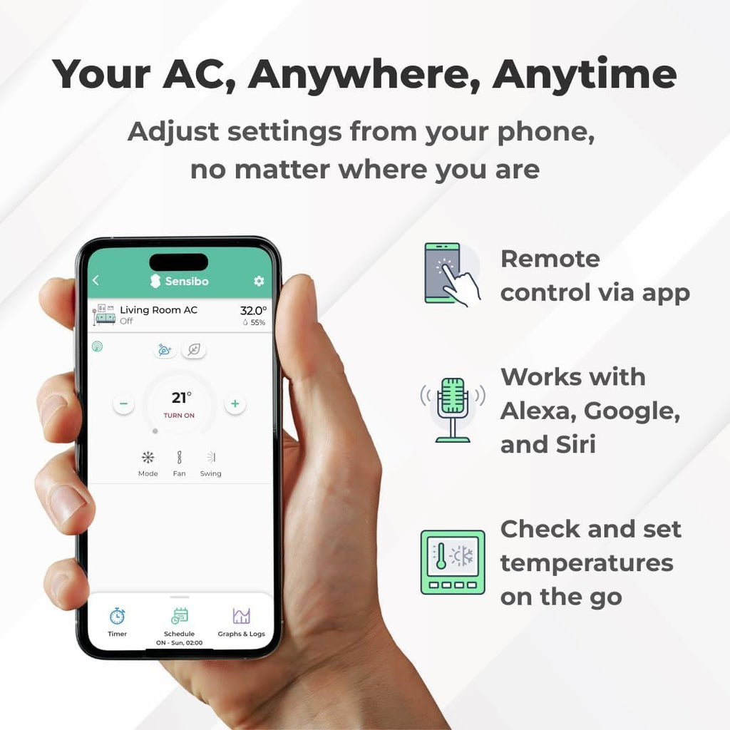Sensibo Sky 3 Pack, Smart Home Air Conditioner System - Quick & Easy Installation. Maintains Comfort with Energy Efficient App - Automatic On/Off. Wifi, Alexa and Siri.