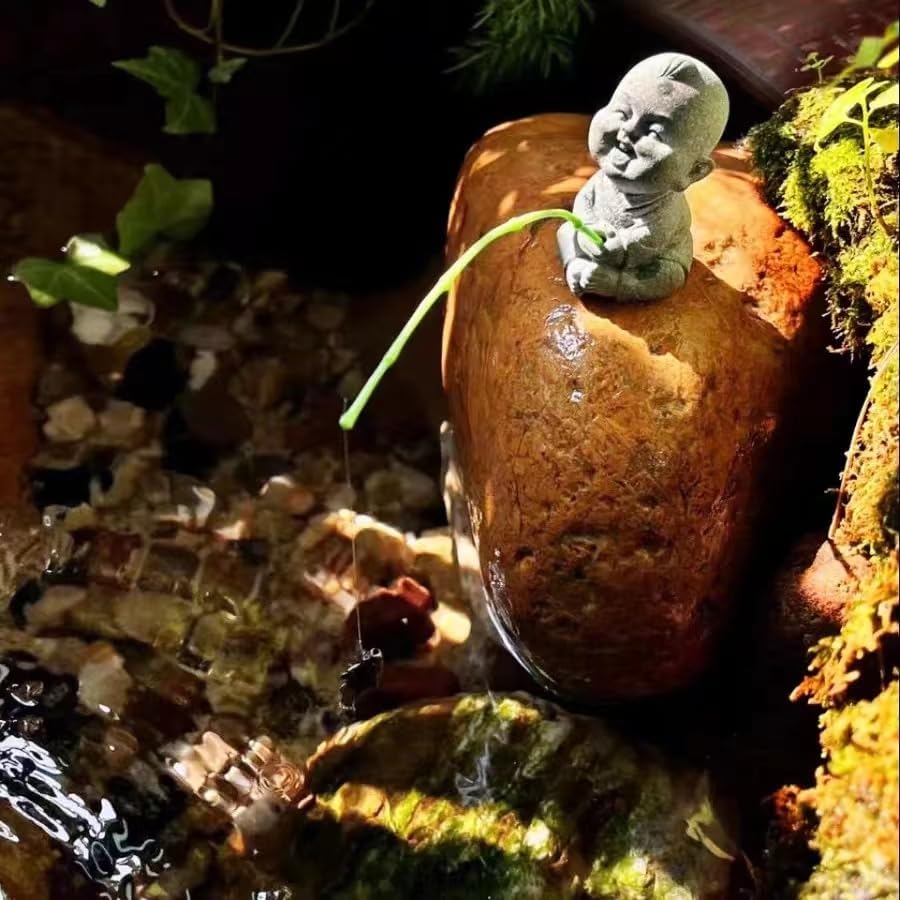 livelyfish Mini Fishing Boy Statue Fisherman Figurine for Fairy Garden Aquarium Pond Bonsai Fish Tank Accessories Decoration, A