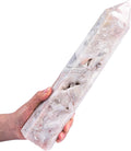 JIC Gem Extra Large Pink Agate Healing Crystal Wand 6 Faceted Column Quartz Crystals Obelisk Tower Points Pink Crystals Geode Decor Chakra Meditation 4.4-4.8 Lbs