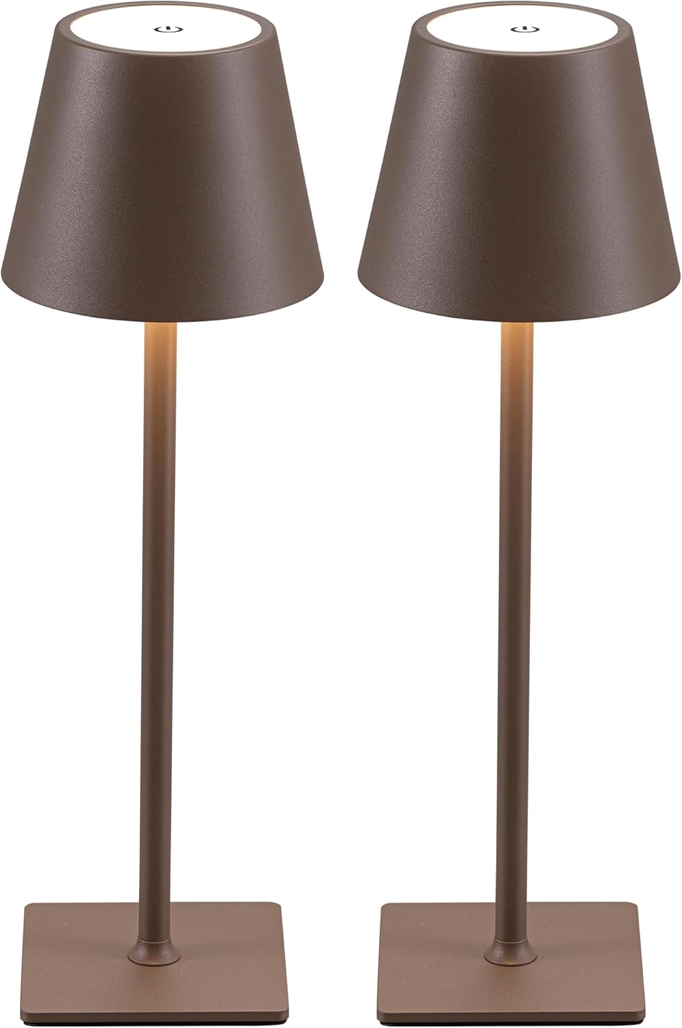 KDG 2 Pack Cordless Table Lamp,Portable LED Desk Lamp, 4000mAh Battery Operated, 3 Color Stepless Dimming Up, for Restaurant/Bedroom/Bars/Outdoor Party/Camping/Coffee Shop Night Light(Brown)