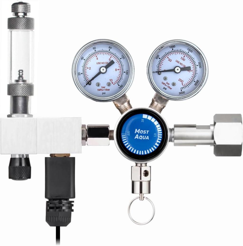 Aquarium Dual Stage Co2 Regulator, Pro-Master Series, Co2 System Kit for Aquarium Plants, Integrated Bubble Counter and Adjustable Output Pressure