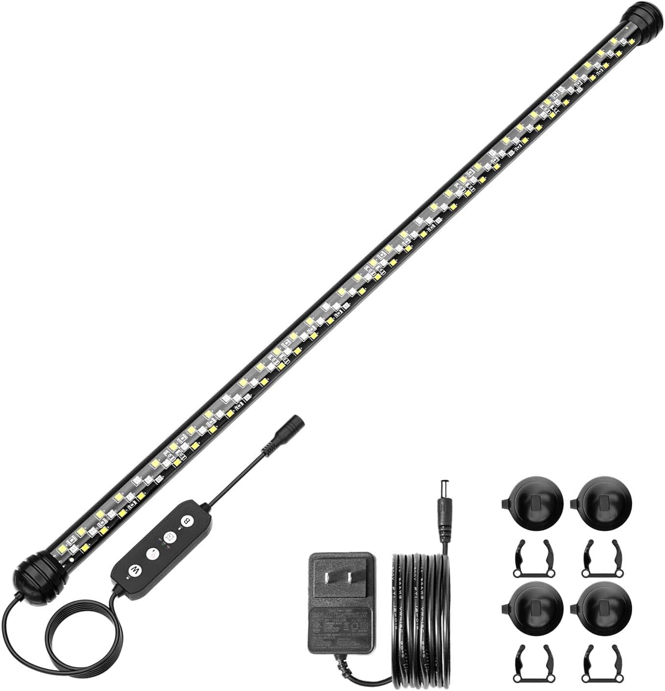 SEAOURA Led Aquarium Light with Timer, Submersible Aquarium Plant Light, Fish Tank Light with Auto On/Off, 3 Lighting Modes, Adjustable Brightness (22.8 in for 24-43inch Planted Tank), 12W