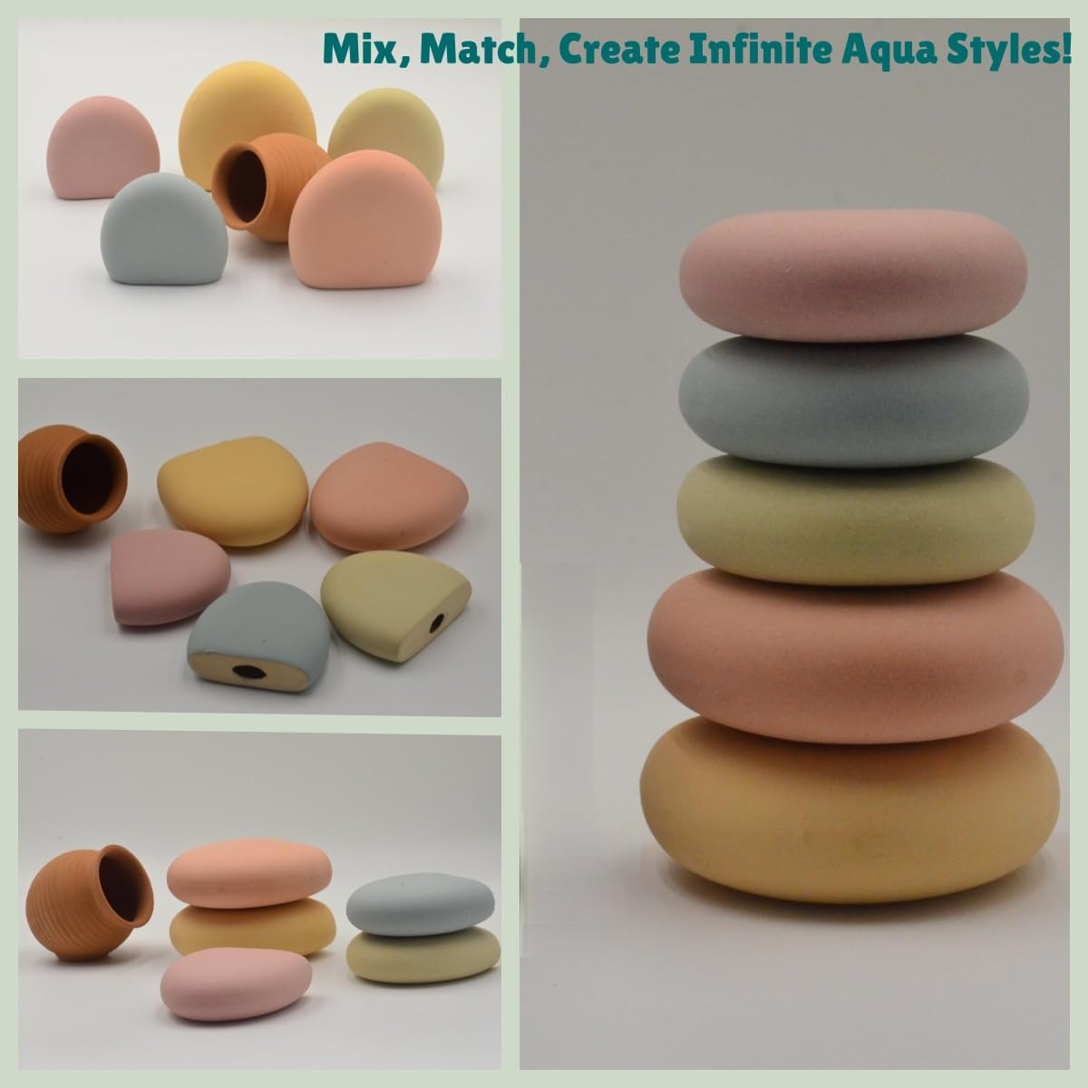 Pastel Ceramic Fish Tank Decorations, Aquarium Decorations, Modern Fish Tank Decor, Dome-Shaped Aquarium Ornaments in Pink, Blue, Yellow, Terra Cotta, Multi-Color Set for Aquatic Habitat