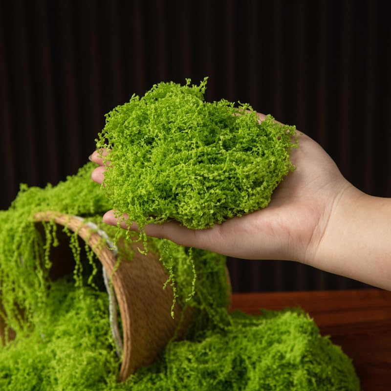 Fake Green Moss for Crafts, Fake Green Moss for Potted Plants, Faux Potted Plants for DIY Decorating Craft Art Potted Wedding Accessories Fairy Garden Accessories, 3.52oz