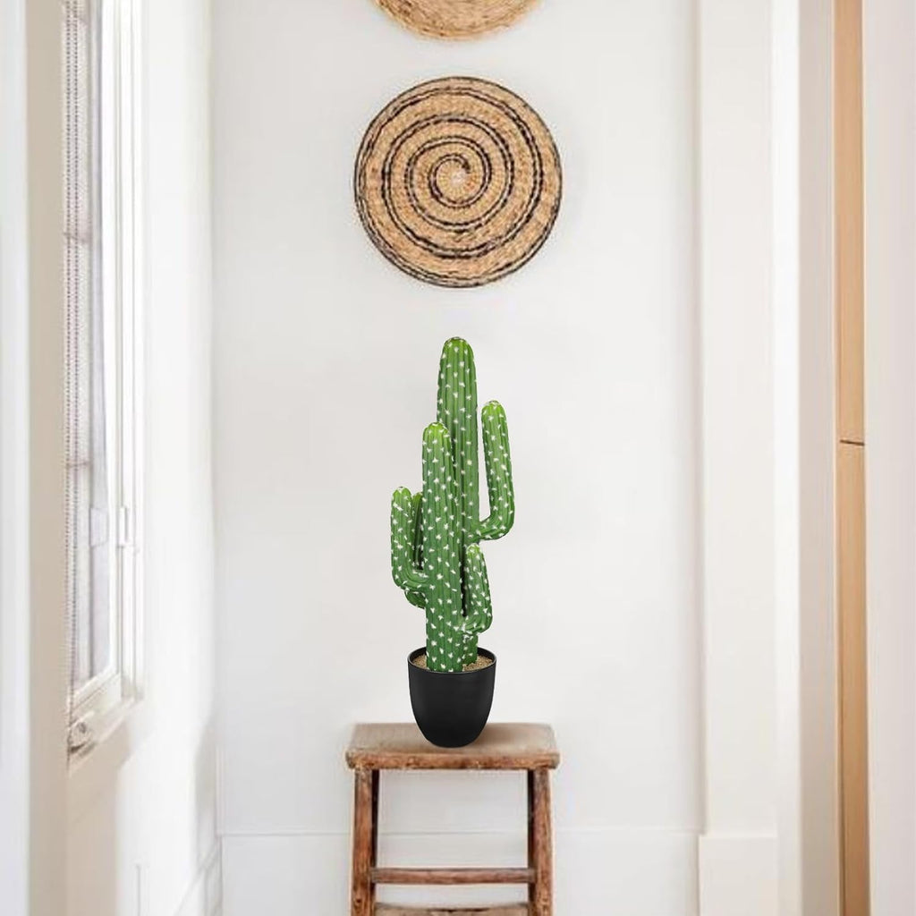 DILATATA Tall Fake Cactus Plant 28 inch Large Artificial Cactus Tree 'Saguaro Cactus' Faux Cactus Desert Plants Big Fake Cacti for Home Garden Office Decor