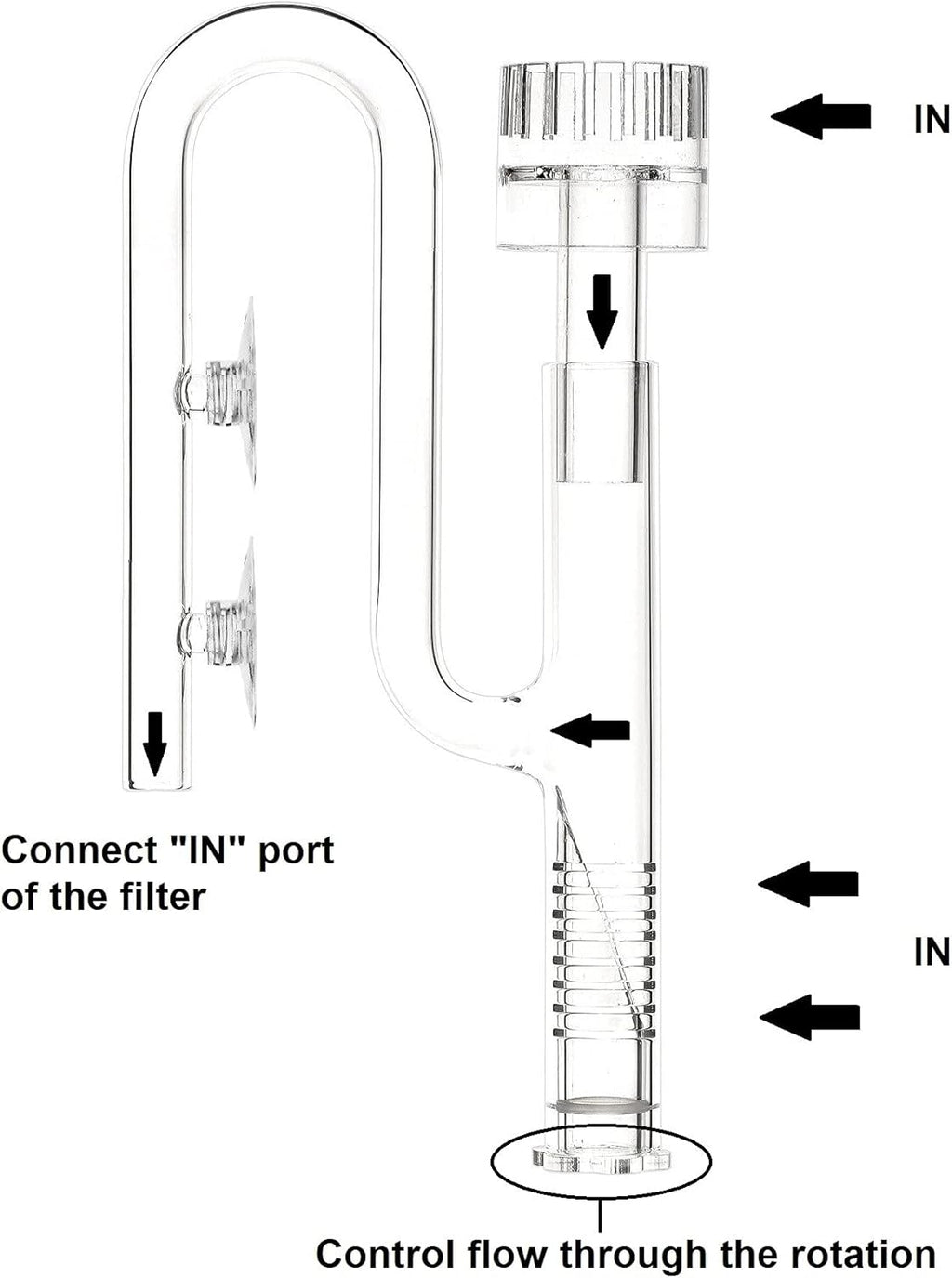 Mini Lily Pipe Inflow with Surface Skimmer for Nano Aquarium (13mm for 12/16mm (1/2'' i.d.) tubing)