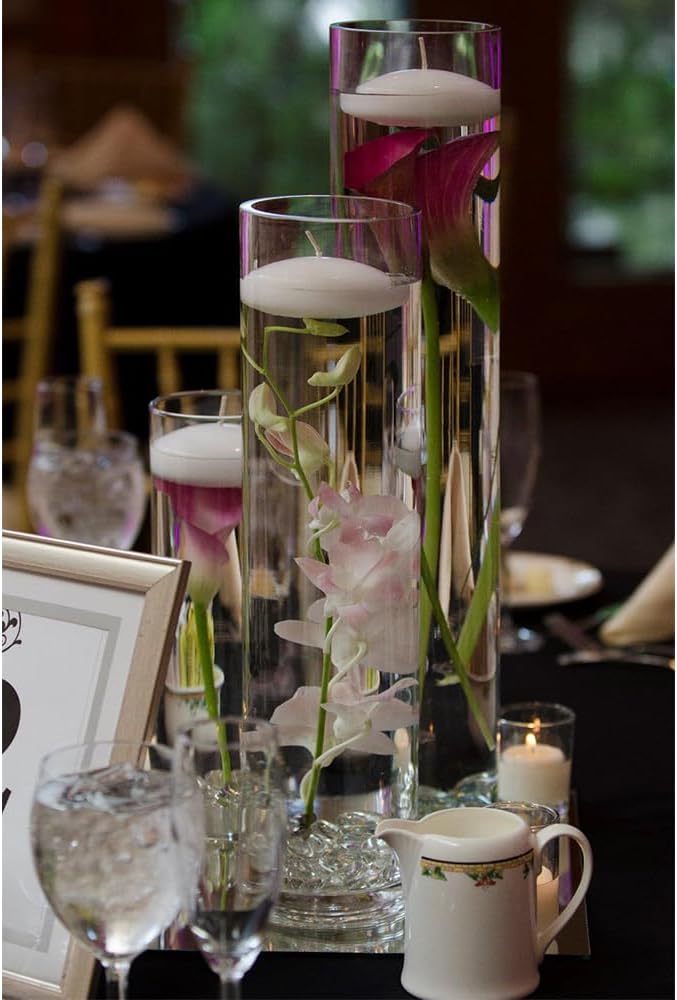 WGVI Quality Thick Weighted Clear Cylinder Glass Vases, 3" W x 12" H, Skinny Bud Vase Floral Bouquet Flower Arrangements Storage Container Candle Holders Decorative Accents, Bulk Wholesale, 12 Pieces
