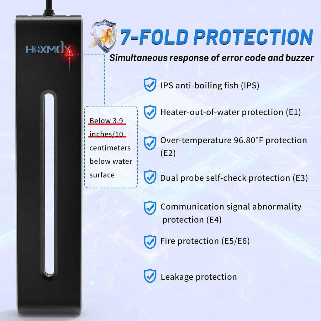 Aquarium Heater - 300W Fish Tank Heater Suitable for 40-75 Gallon, Double Digital Display LED Controller, Double Probe Protection Buzzer with 2 Suction Cups Suitable for Fresh and Saltwater