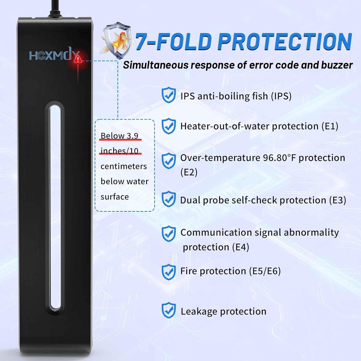 Aquarium Heater - 300W Fish Tank Heater Suitable for 40-75 Gallon, Double Digital Display LED Controller, Double Probe Protection Buzzer with 2 Suction Cups Suitable for Fresh and Saltwater