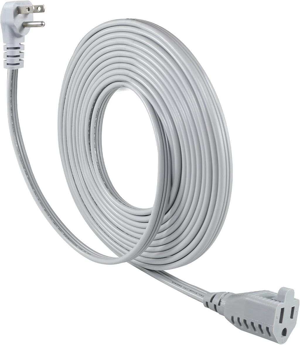 KUNCAN Appliance Power Extension Cord - 3 Prong Flat Wire SPT-3 14 AWG Heavy Duty Male to Female Extender Low Profile Grounded Cable for Major AC Unit, Air Conditioner, Refrigerator (25 Feet)