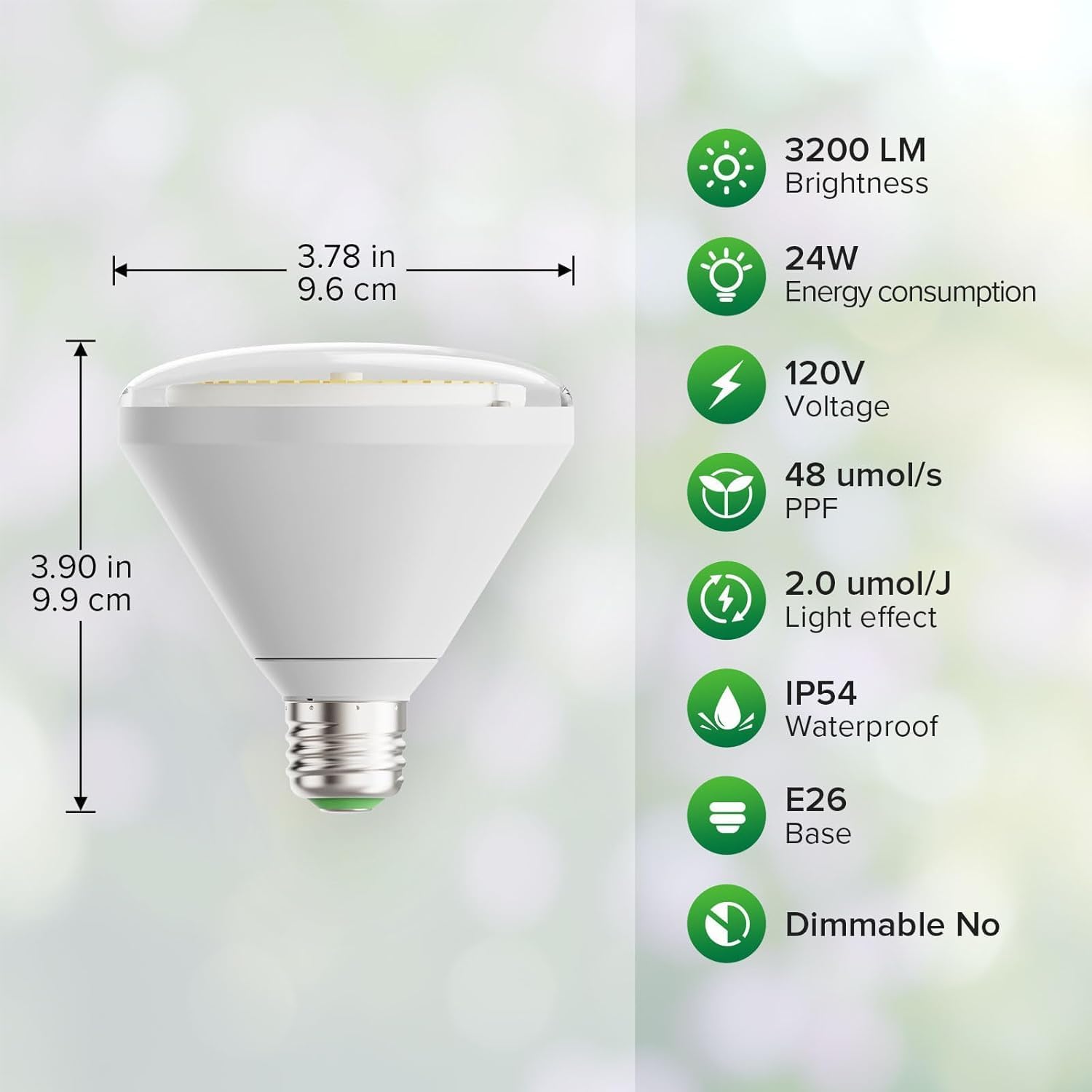 SANSI 250W Equivalent LED Grow Light Bulb, BR30 24W 3000K 5000K Red 660nm Infrared 730nm Full Spectrum Grow Bulb, IP54 Waterproof Grow Light for Indoor Outdoor Plants