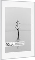 20x30 Metal Picture Frame with 16x24 Mat, Brushed Aluminum Finish, Tempered Glass Front, and Attached Hanging Hardware - Versatile Wall Display Frames for Vertical or Horizontal Orientation(Silver,
