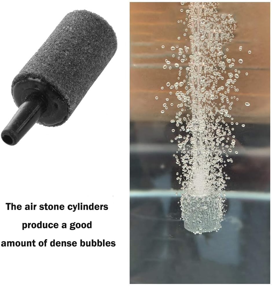 100 Pack 1 Inch Aquarium Air Stone, Cylinder Bubble Diffuser Aerator Stones Fish Tank Bubbler Pump Accessories for Hydroponics Grey (100 Pack)
