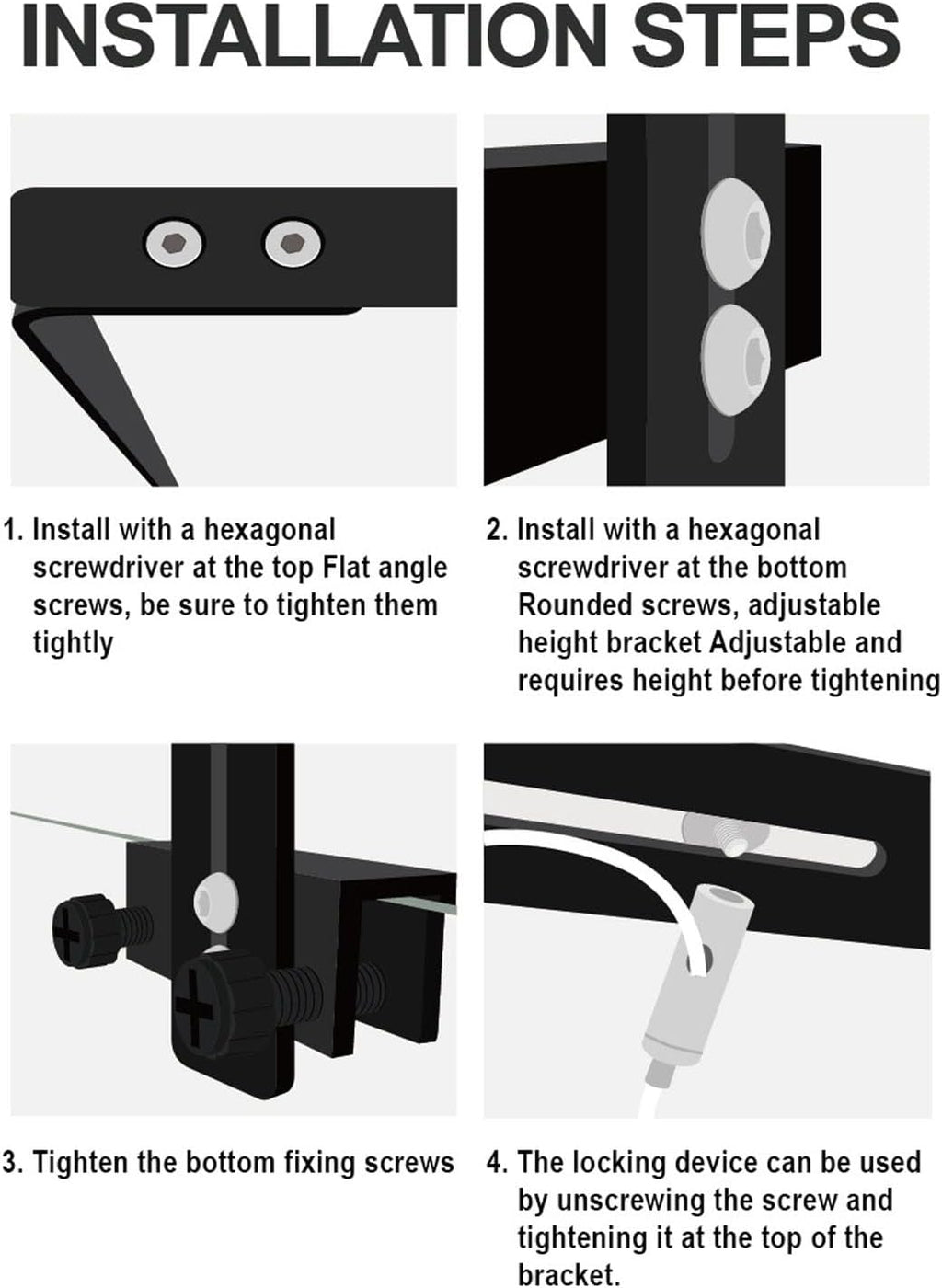 Aquarium Light Riser, Universal Fish Light Holder, Aluminum Alloy Adjustable LED Aquarium Light Mounting Bracket for Hanging Lamp (Black)