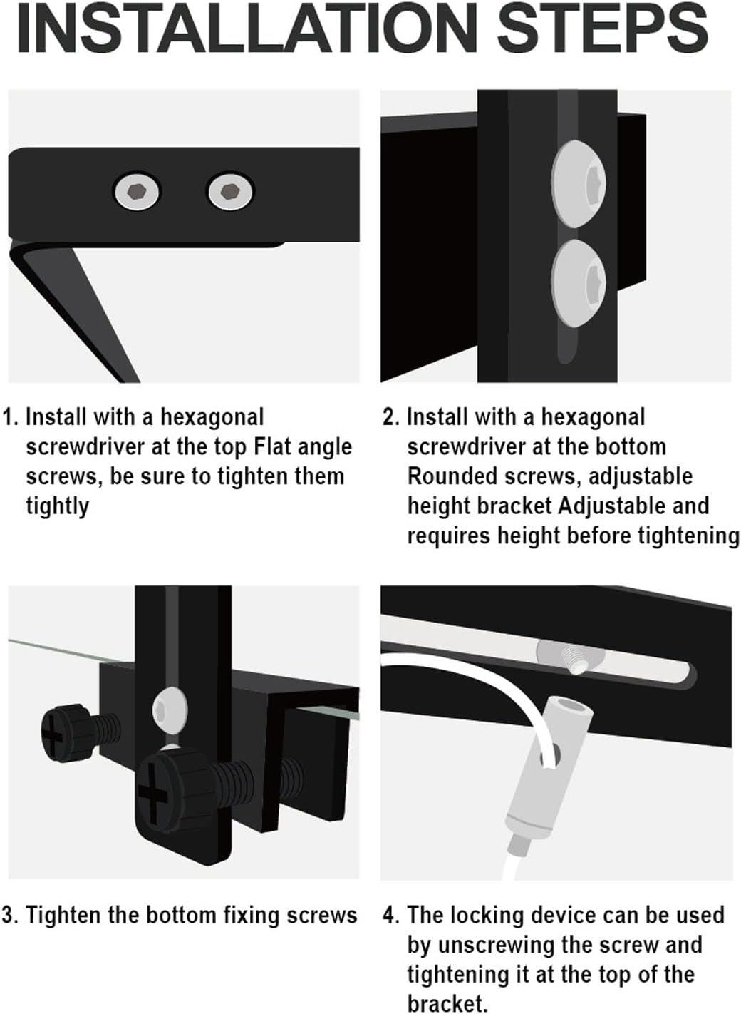 Aquarium Light Riser, Universal Fish Light Holder, Aluminum Alloy Adjustable LED Aquarium Light Mounting Bracket for Hanging Lamp (Black)