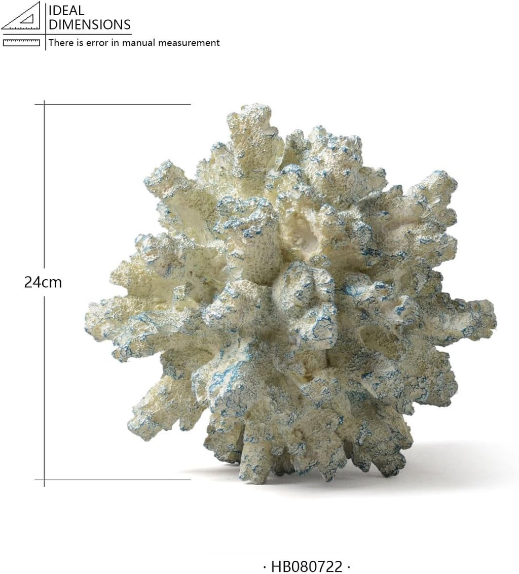 HAUCOZE Artificial Coral Decor Ocean Sculpture Arts Modern Gifts Polyresin Blue 7.1 inch
