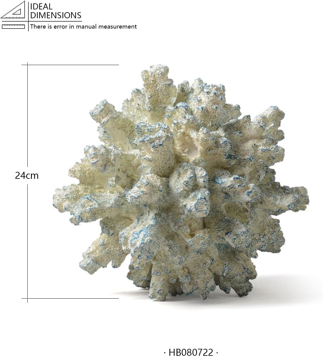 HAUCOZE Artificial Coral Decor Ocean Sculpture Arts Modern Gifts Polyresin Blue 7.1 inch