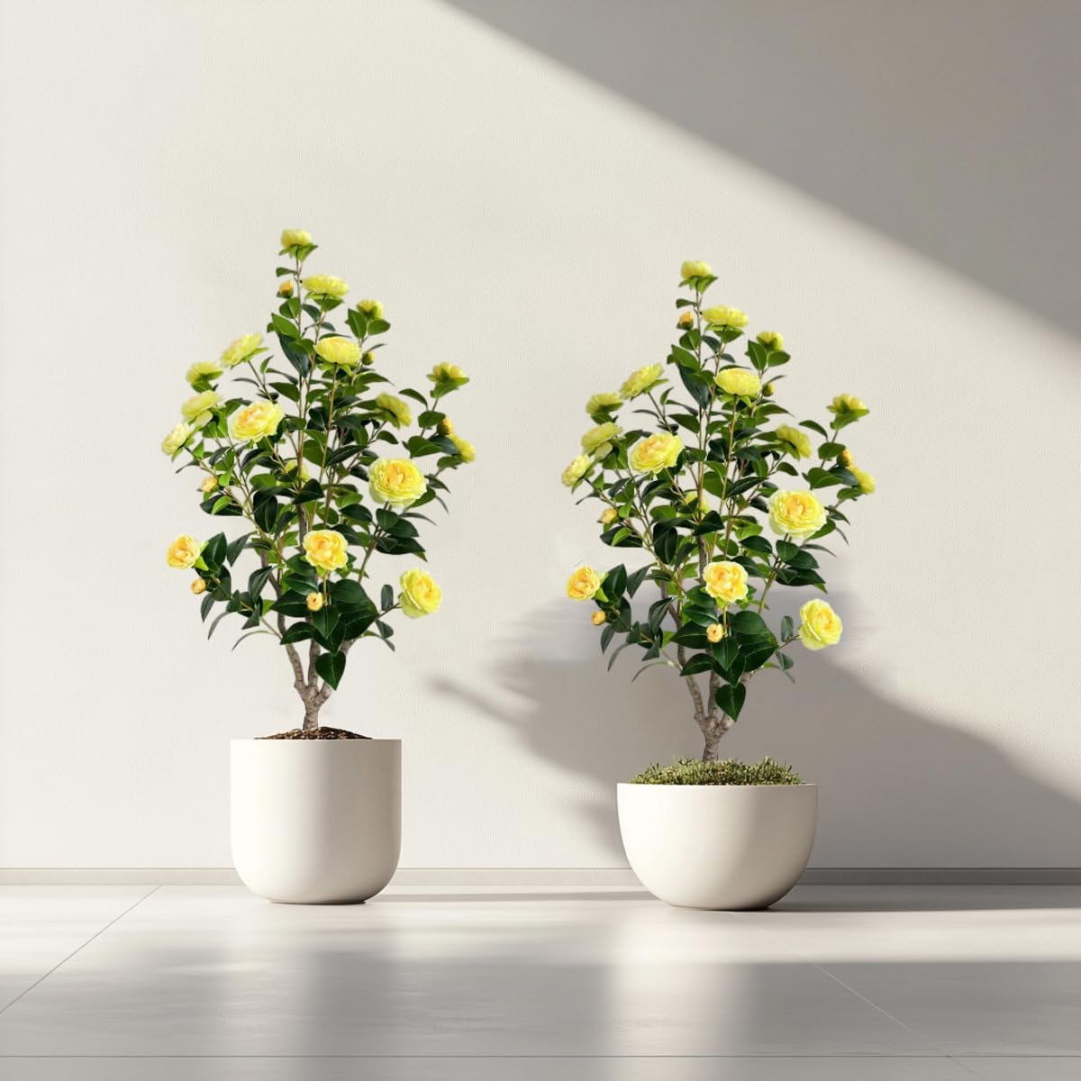Artificial Camellia Tree 3.4ft Fake Trees pseudophyte (2, Yellow)