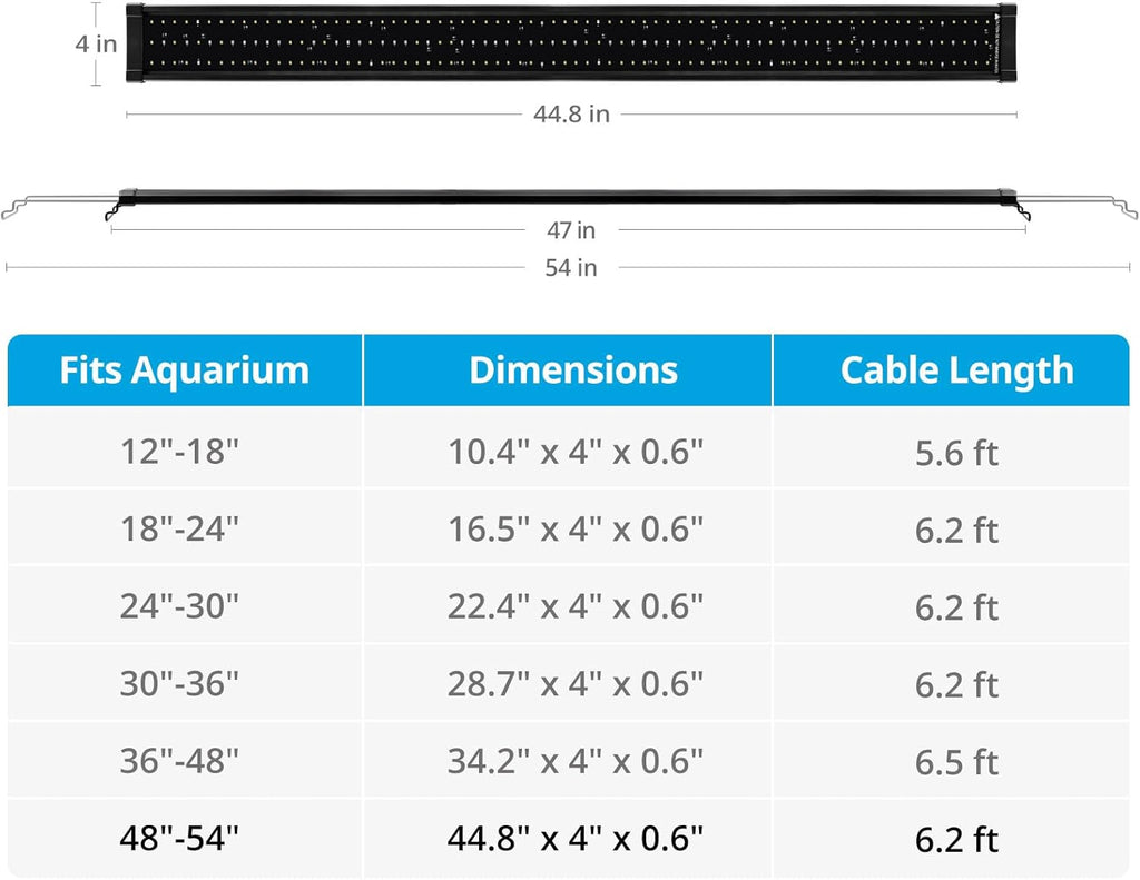 NICREW ClassicLED Plus LED Aquarium Light with Timer, 32 Watts, for 48 to 54 Inch Fish Tank Light, Daylight and Moonlight Cycle