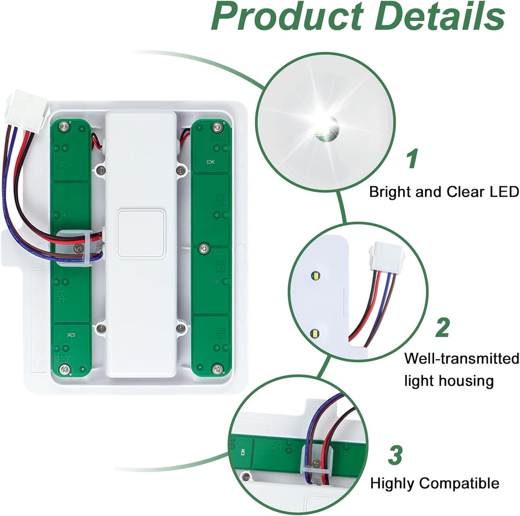 W11125428 Refrigerator LED Light Replacement Fit for Whirlpool KitchenAid Maytag Jenn-Air Fridge Light Module, Replace W10223894, W10289592, W10318258, W10587287 PS12347426