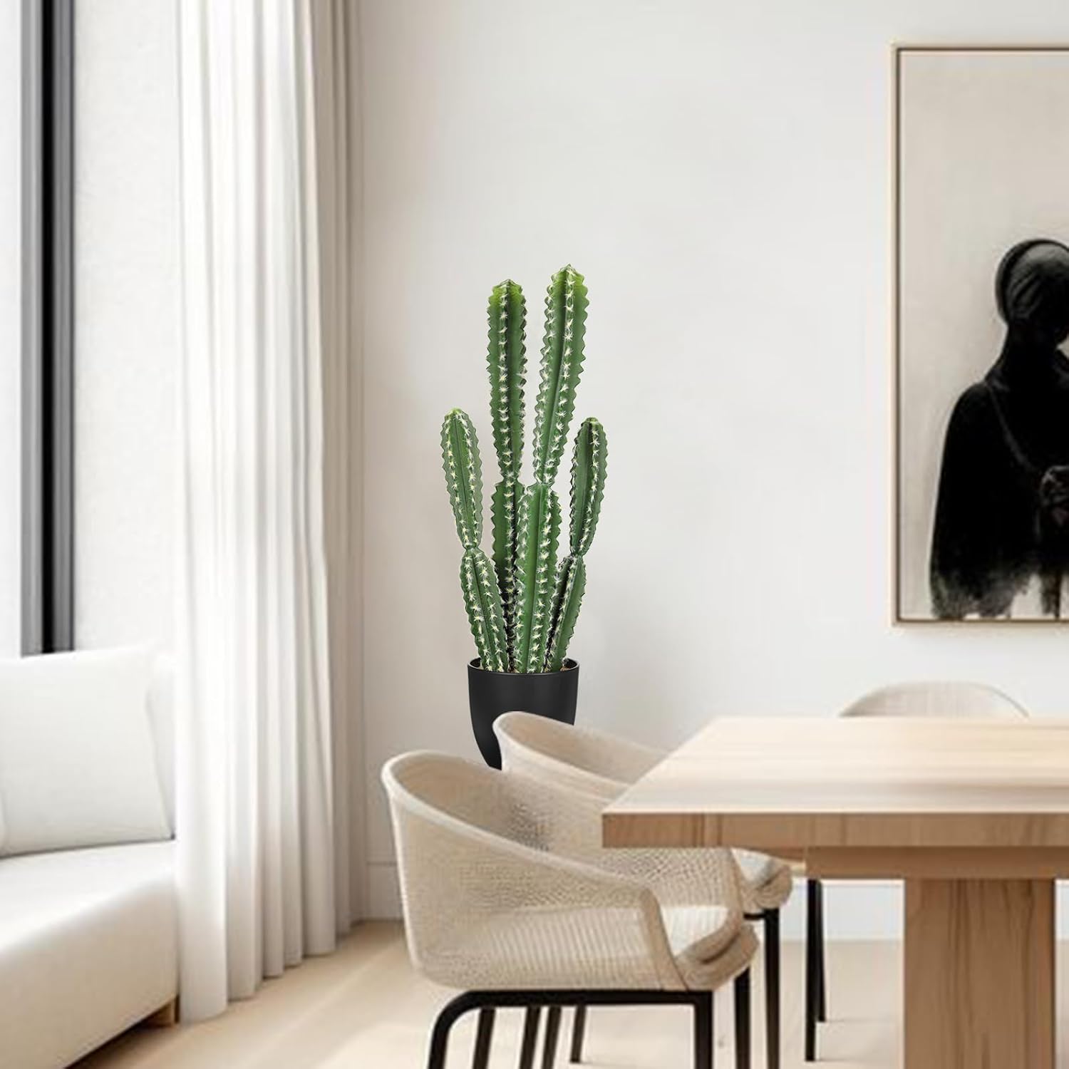 DILATATA Tall Fake Cactus Plant 27.5 inch Large Artificial Cactus Tree 'Candelabra Cactus' Faux Cactus Desert Plants Big Fake Cacti for Home Garden Office Decor