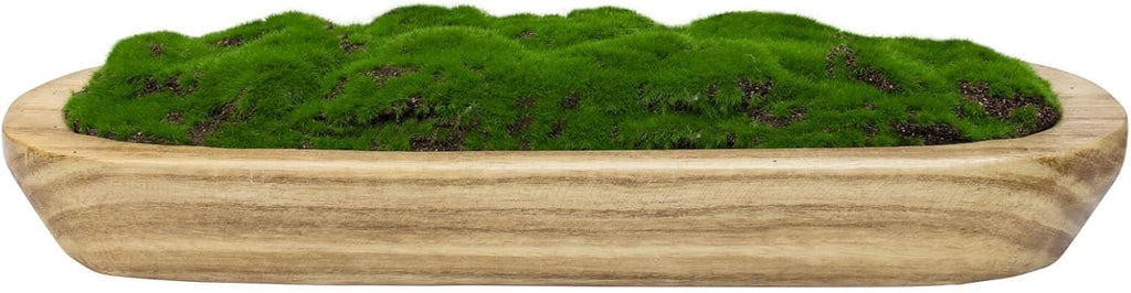 NAHARO Moss Wood Bowl,Natural Oblong Decorative Dough Bowl, Artificial Moss Centerpiece for Wedding Table Centerpiece, Home Decoration, Living Room, Office, No Maintenance