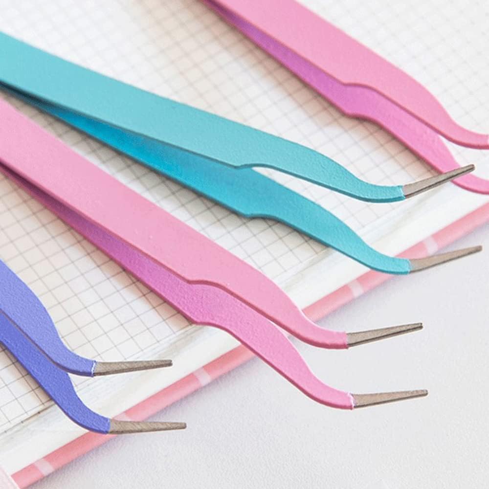 4 Pcs Curved Craft Tweezers, Multipurpose Tweezers for Intricate Projects, Scrapbooking, Cardmaking, Stickers, etc.