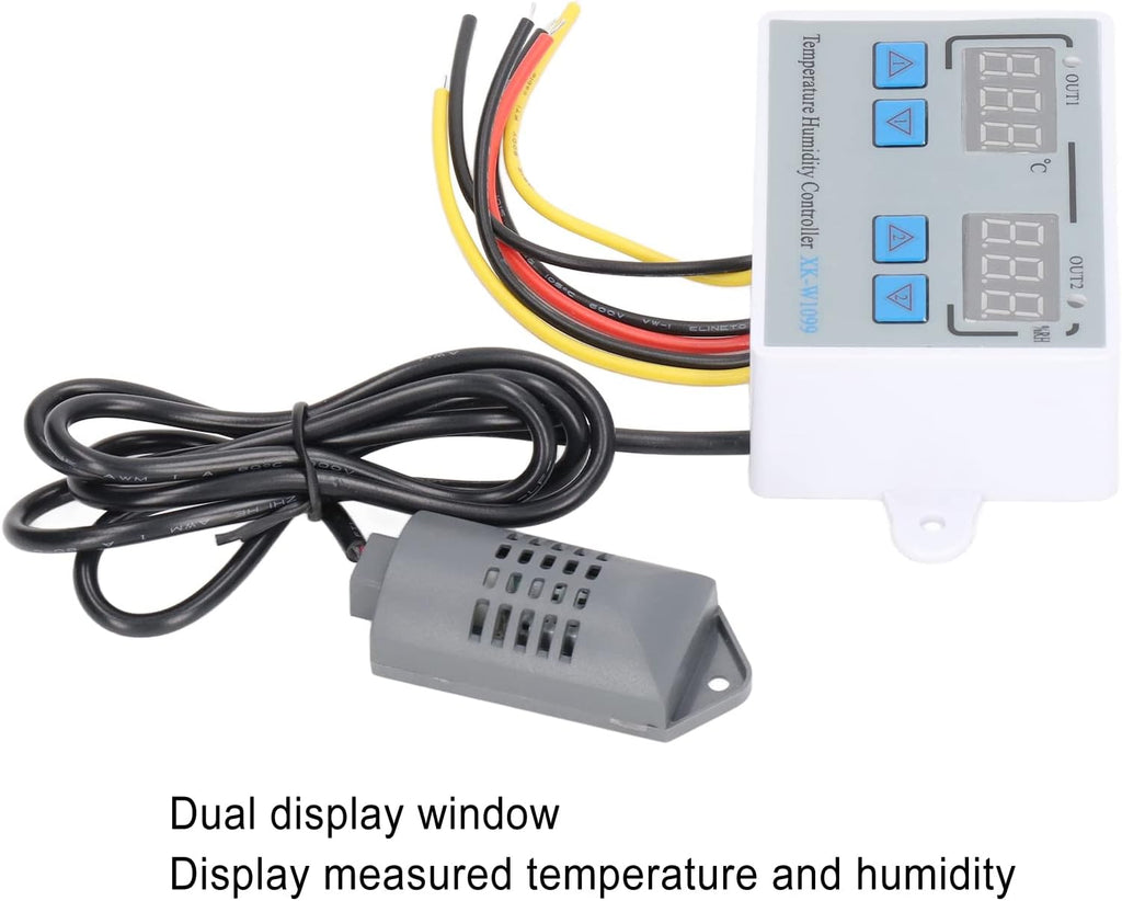 Topyond Dual Display Temperature Humidity Controller Digital Thermostat Module,Heating Cooling Humidification and dehumidification Control 12V 220W for Humidifier Dehumidifier Gree
