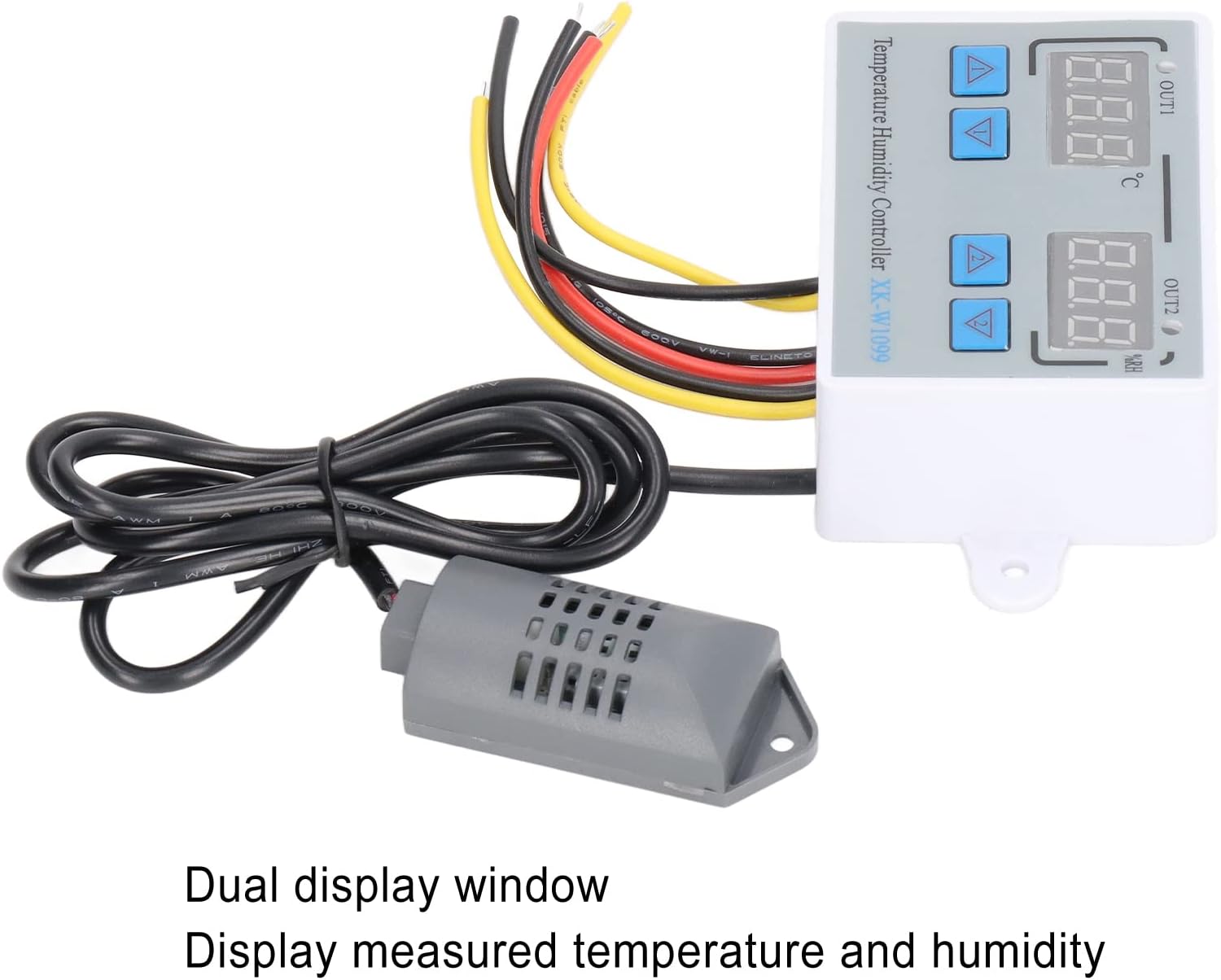 Topyond Dual Display Temperature Humidity Controller Digital Thermostat Module,Heating Cooling Humidification and dehumidification Control 12V 220W for Humidifier Dehumidifier Gree