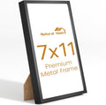 7x11 Aluminum Metal Picture Frame,Tempered Glass Black Photo Frame 7x11 for Family Photo,Posters,Art,Document to Wall Mount Horizontally or Vertically