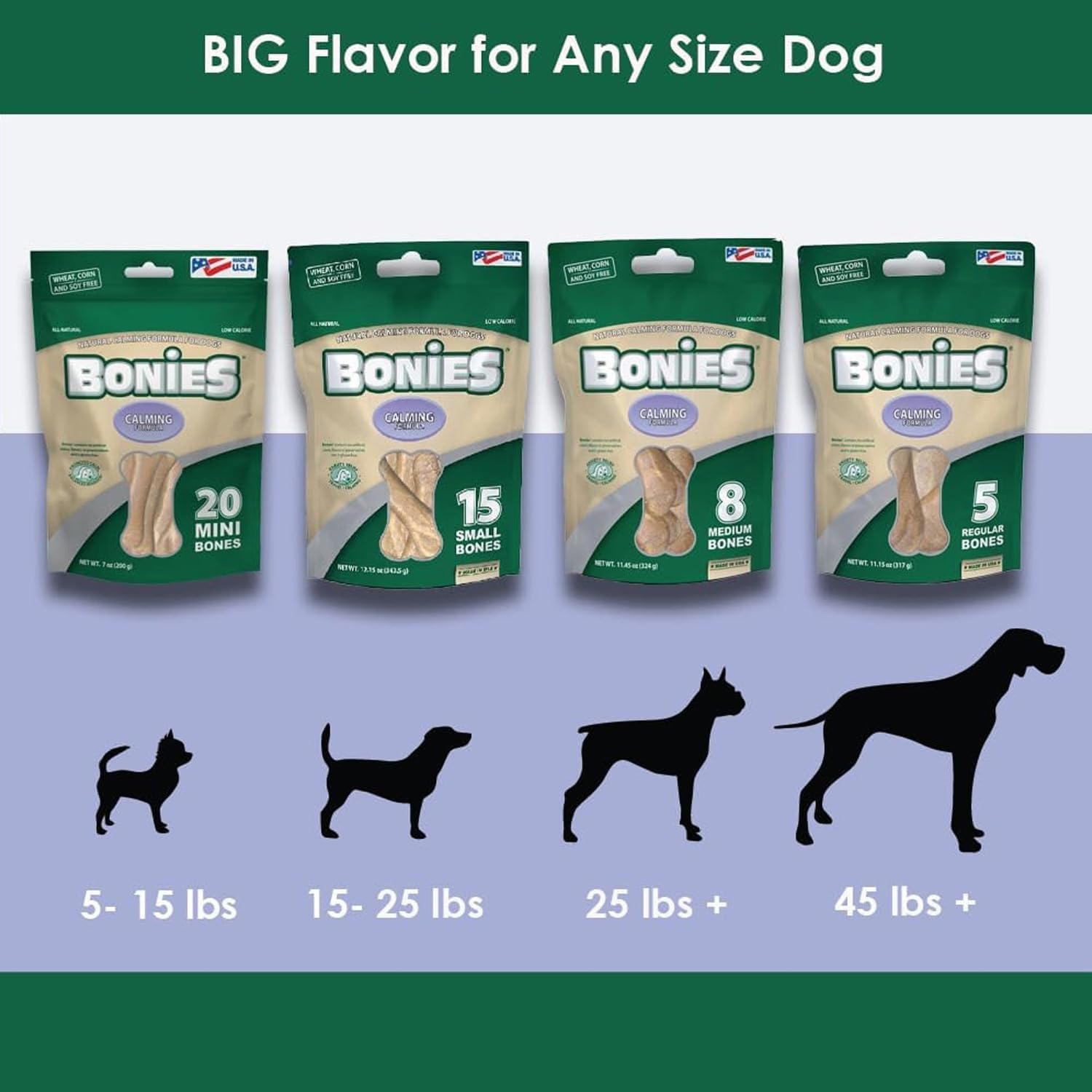 Bonies Natural Calming Mini Dog Bones–Long Lasting Digestible Edible Chews with Chamomile & Lavender for Anxiety, Barking & Stress–Healthy Dog Bones for Small Dogs & Puppies–Chicken Flavor–120 Count