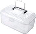 MyGift Reptile Carrier Critter Keeper Terrarium 9.5 x 6 Inch Clear Portable Tank with Black Carrying Handle, Transparent Travel Case for Insects Arachnids Amphibians