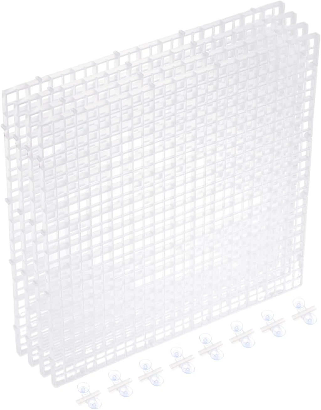 uxcell 4Pcs Aquarium Fish Tank Divider, 12x12 Inch Plastic Egg Crate Light Diffuser Grid Filter Bottom Partition Separator with Sucker Clips and Suction Cups for Aquarium, Clear