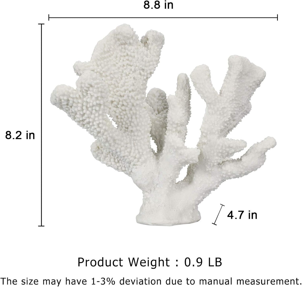 White Coral Reef Decor, Faux Artificial Coral Statue, Nautical Decor for Beach Theme Home, Wedding, Tabletop Decoration for Home Living Room Decor