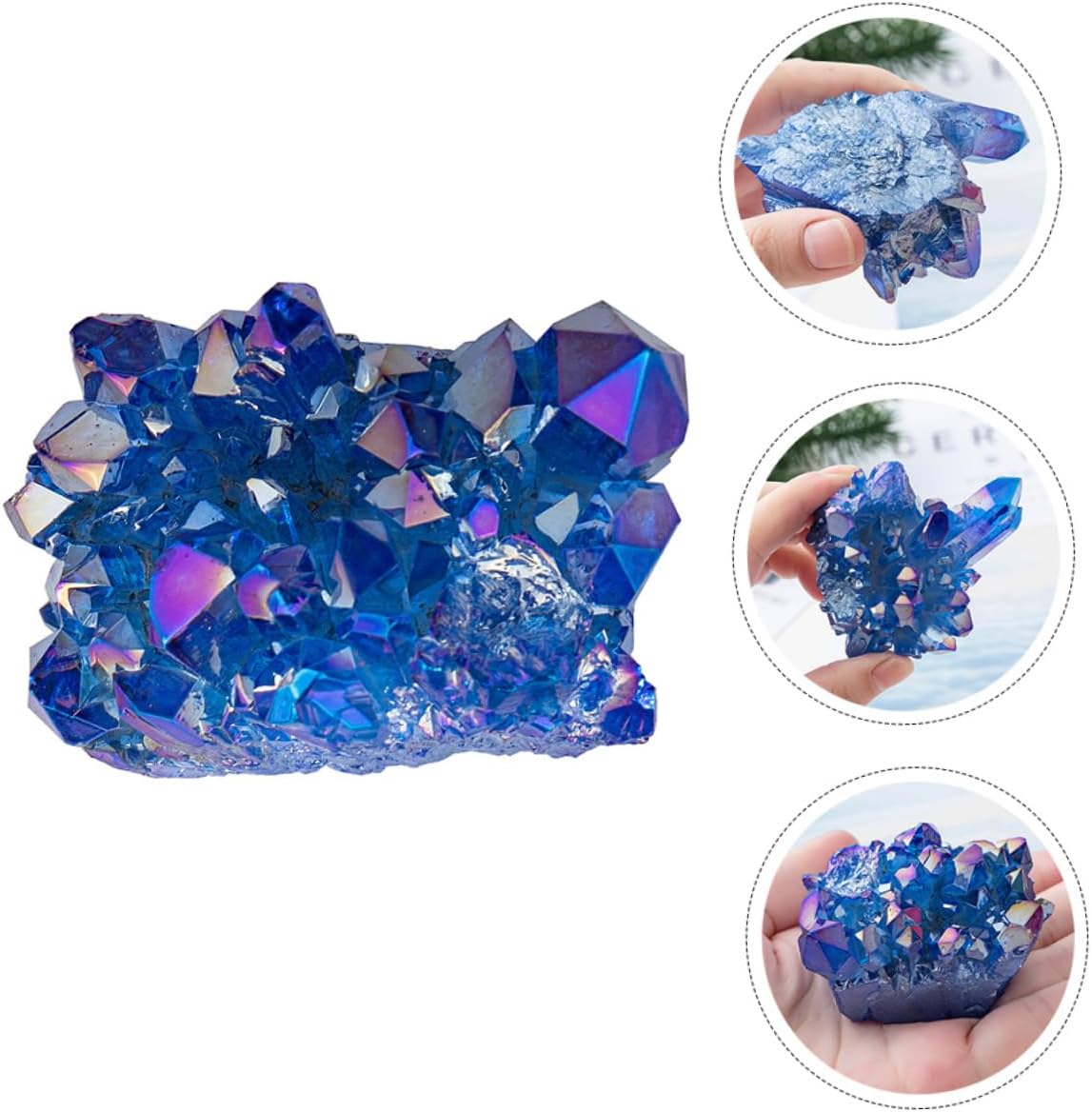 IMIKEYA 2pcs Sapphire Cluster Blue Crystal Stones Geode Specimen Drusy Geode Aquarium Crystal Stone Crystal Sculpture Spiritual Blue Healing Tumbled Gem Clusters Amethyst Cluster Mineral