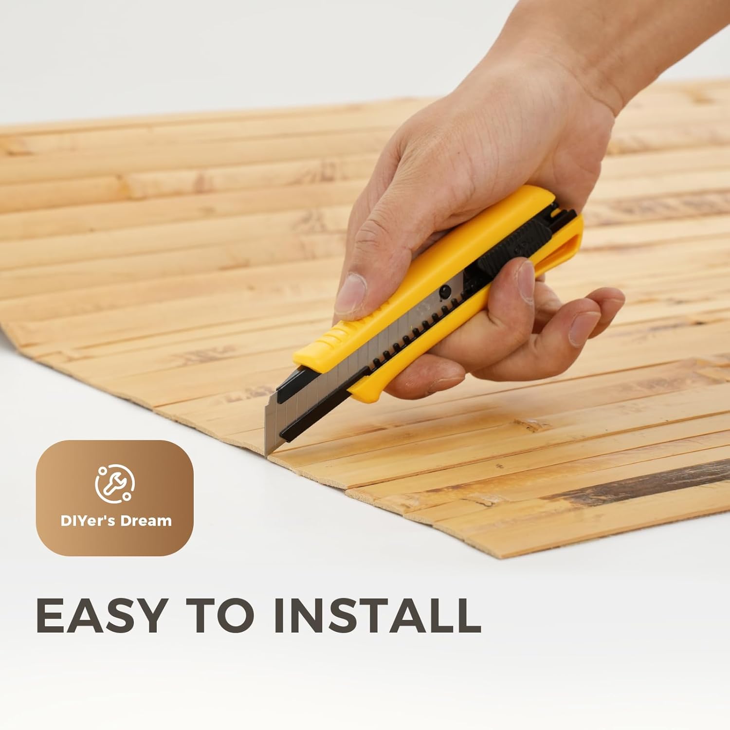 OUZUGIE 2 Pack 96x24 Inch Natural Bamboo Wall Panel – Yellow Burned Pole Wrap Paneling for Walls, Ceilings, Cabinets, Furniture – Ideal for Bedroom, Living Room & Office DIY Decor