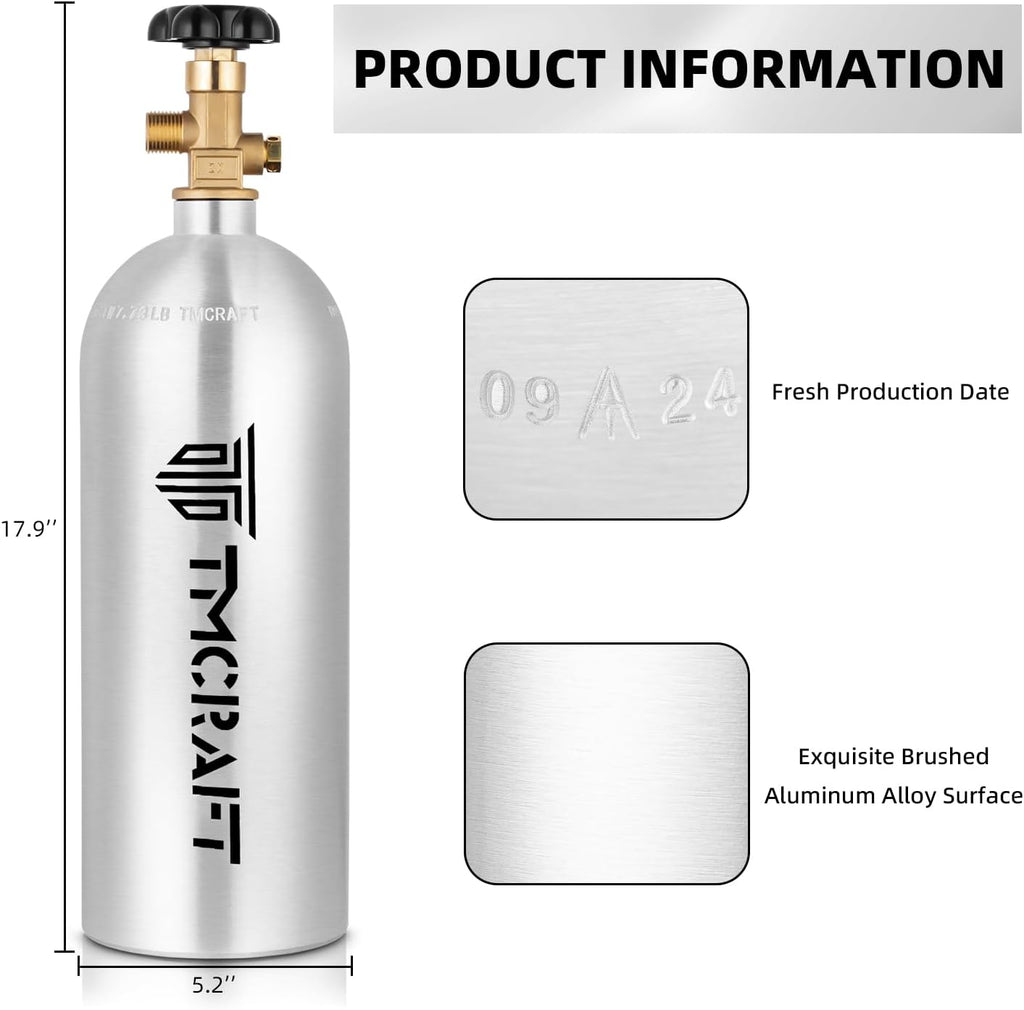 TMCRAFT 5lb CO2 Tank, High Strength Aluminum Alloy Cylinder with CGA-320 Valve, DOT Approved Cylinder for Kegerator kit and Draft Beer Dispensing