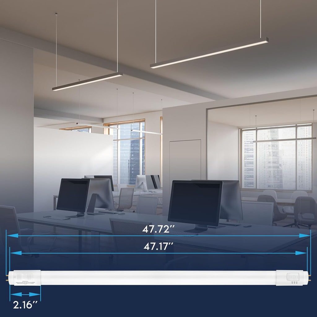 LUXRITE 4FT LED Tube Light, T8, 12W/15W/18W, 5CCT 3000K-6500K, 1620/1950/2250LM, 220°, Ballast Compatible or Bypass, Single/Double End, Fluorescent Replacement, Damp Rated, UL and DLC Listed (4 Pack)