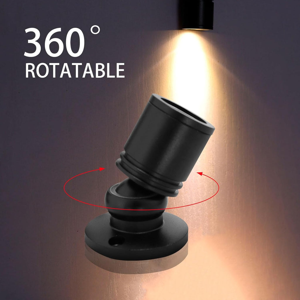 USB-Powered Dimmable Mini Jewelry Display Lights, 6-Pack 1W Adjustable Mini Spotlights, Cold White Spotlight，Led Spotlight for Counter Cabinet Showcase with Brightness Control Switch