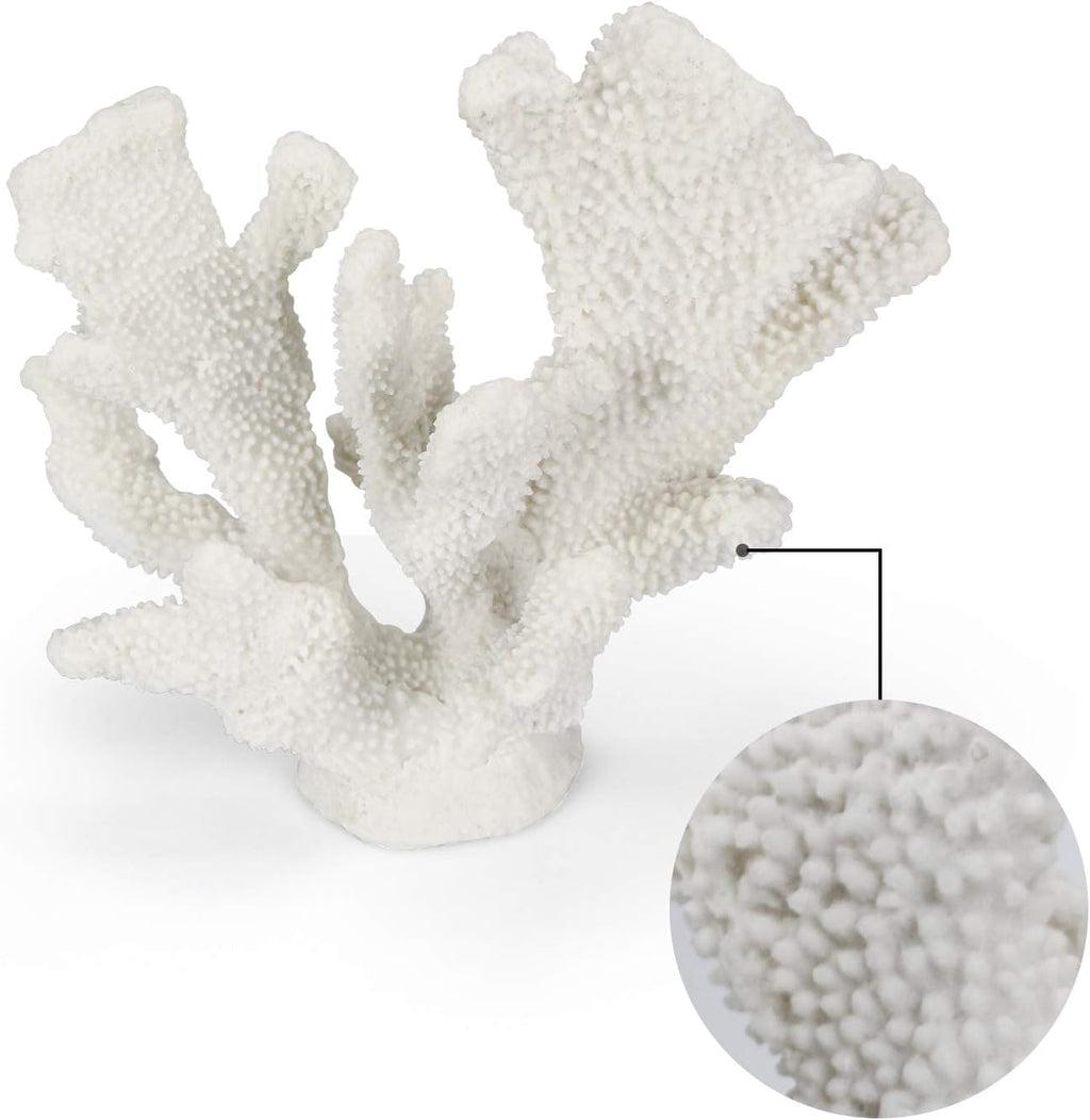 White Coral Reef Decor, Faux Artificial Coral Statue, Nautical Decor for Beach Theme Home, Wedding, Tabletop Decoration for Home Living Room Decor