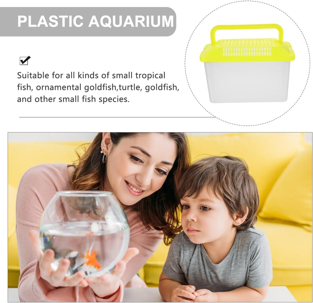 Portable Fish Tank Handheld Aquarium with Handle Transparent Turtle Box and Pet Hamster Carrier for Reptiles Tortoises and Small Pets 5.9X4.3X3.5 Inch