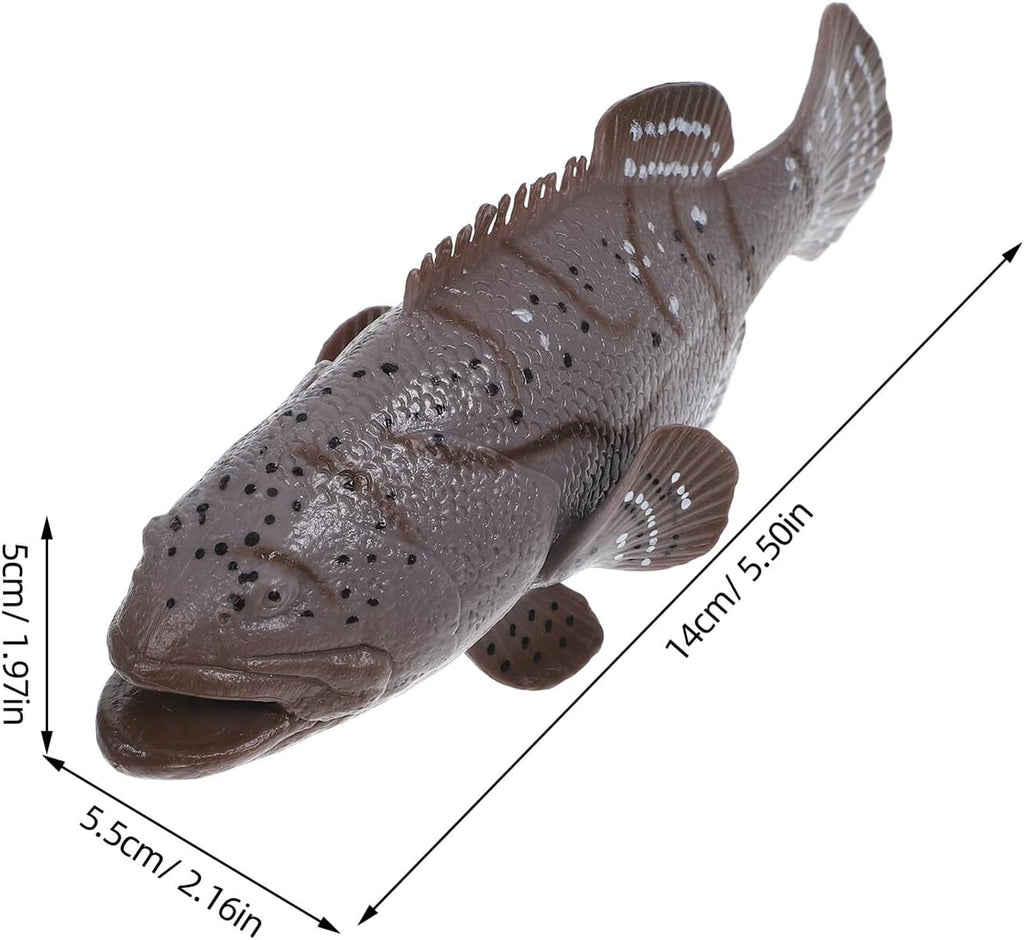 Kisangel Realistic Grouper Fish Model Plastic Sea Fish Ornament Animal Figurine for Aquarium Terrarium Home Decor Educational