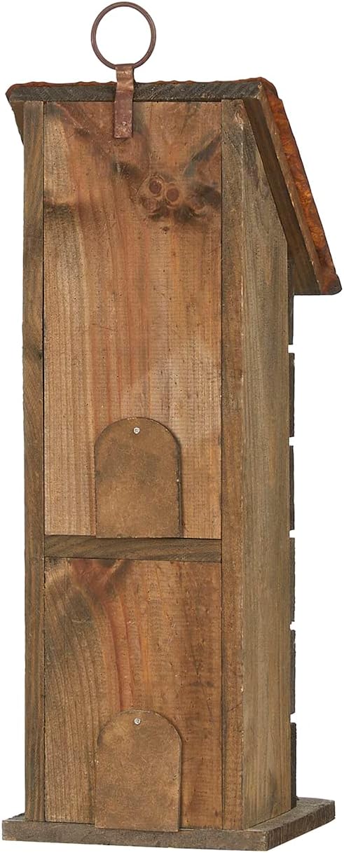 Glitzhome Bird Houses for Outside, 14.45" H Wooden Garden Hanging Bird House Two-Tiered Distressed with Flowers Decorative Birdhouse for Outdoors