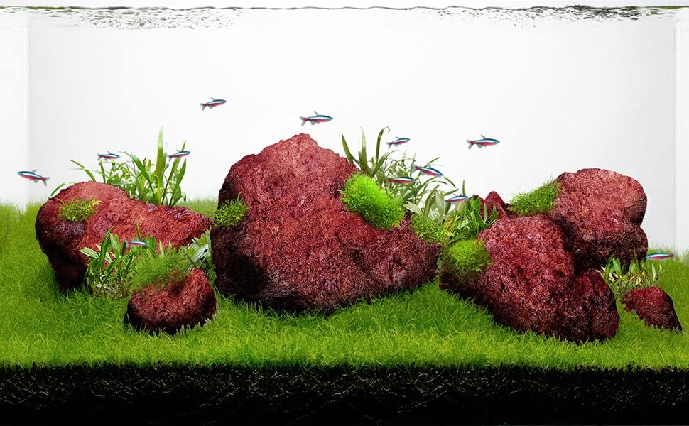 LANDEN Red Lava Stones (16lbs,3~10inch,11pcs) Aquarium Rock for Aquascaping Terrariums, Paludariums,Vivariums, Reptile and Amphibian Enclosures, Fish Tank Decoration Landscape Stone