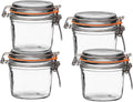 Le Parfait Super Terrine - 350ml French Glass Canning Jar w/Straight Body, Airtight Rubber Seal & Glass Lid, 12oz (Pack of 4) Stainless Wire