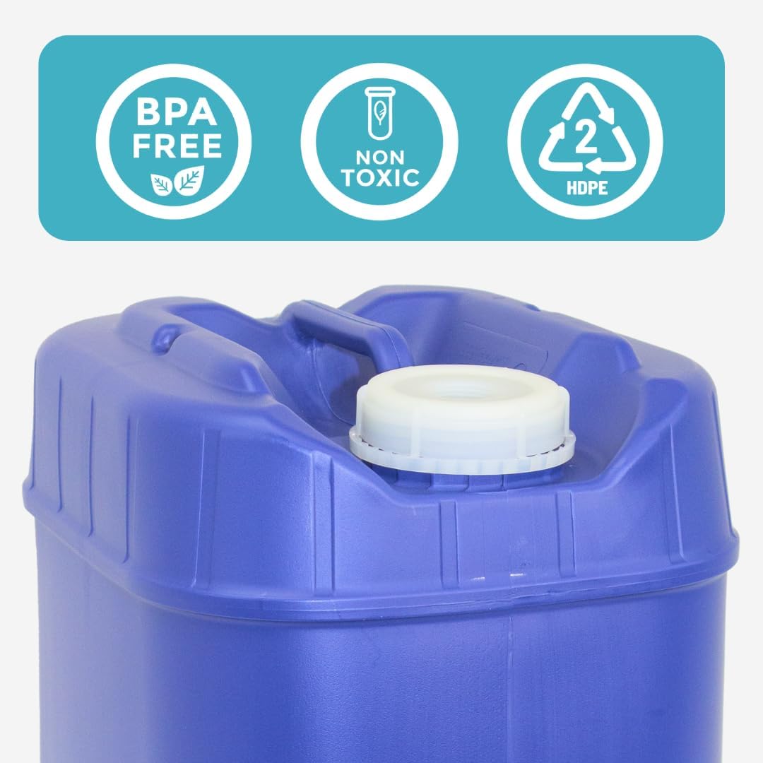 5-Gallon Stackable Water Storage Containers, Water Treatment,5 Gallons Each w/Lids + Spigot, Easy Fill, Survial Supply Emergency Water Storage for Disaster Preparedness, 5 Gallon (1 Tank)