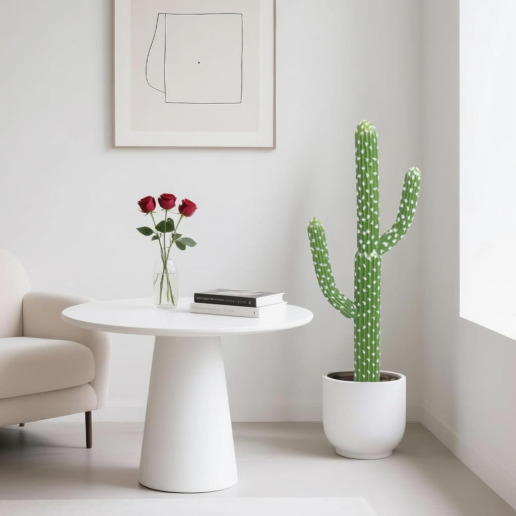 momoplant Artificial Cactus Succulent Plant, 34 Inch Tall Faux Fake Desert Cacti Plant with Black Planter for Home Garden Office Floor Decor
