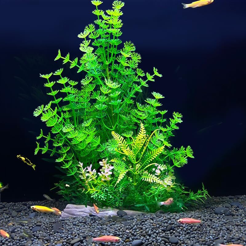 2 Pack Aquarium Decor Plastic Plants Extra Large Artificial Fish Tank Plants Tall Fish Tank Decorations- Green 12" Tall