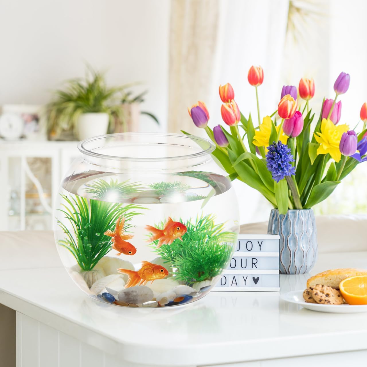 BESPORTBLE Clear Plastic Fish Bowl: Round Clear Vase Pot Transparent Goldfish Bowl Aquarium Bubble Bowl Goldfish Turtle Tank Hydroponic Planter Containers 8.66 X 6.88 Inches